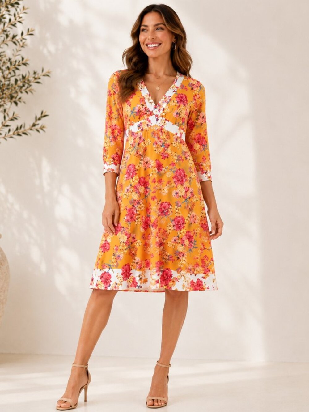Nwt Hale Bob Yetty Orange Floral Dress